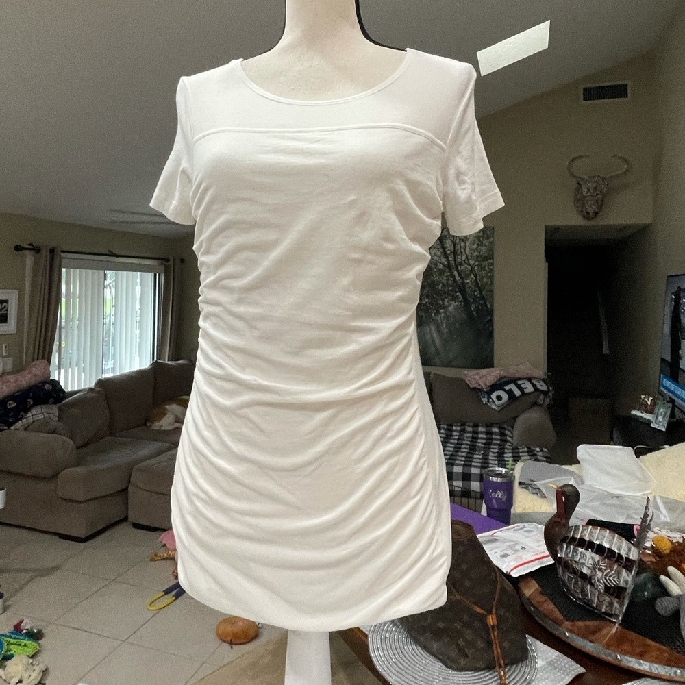 THEORY Beautiful White Ruched Shirt